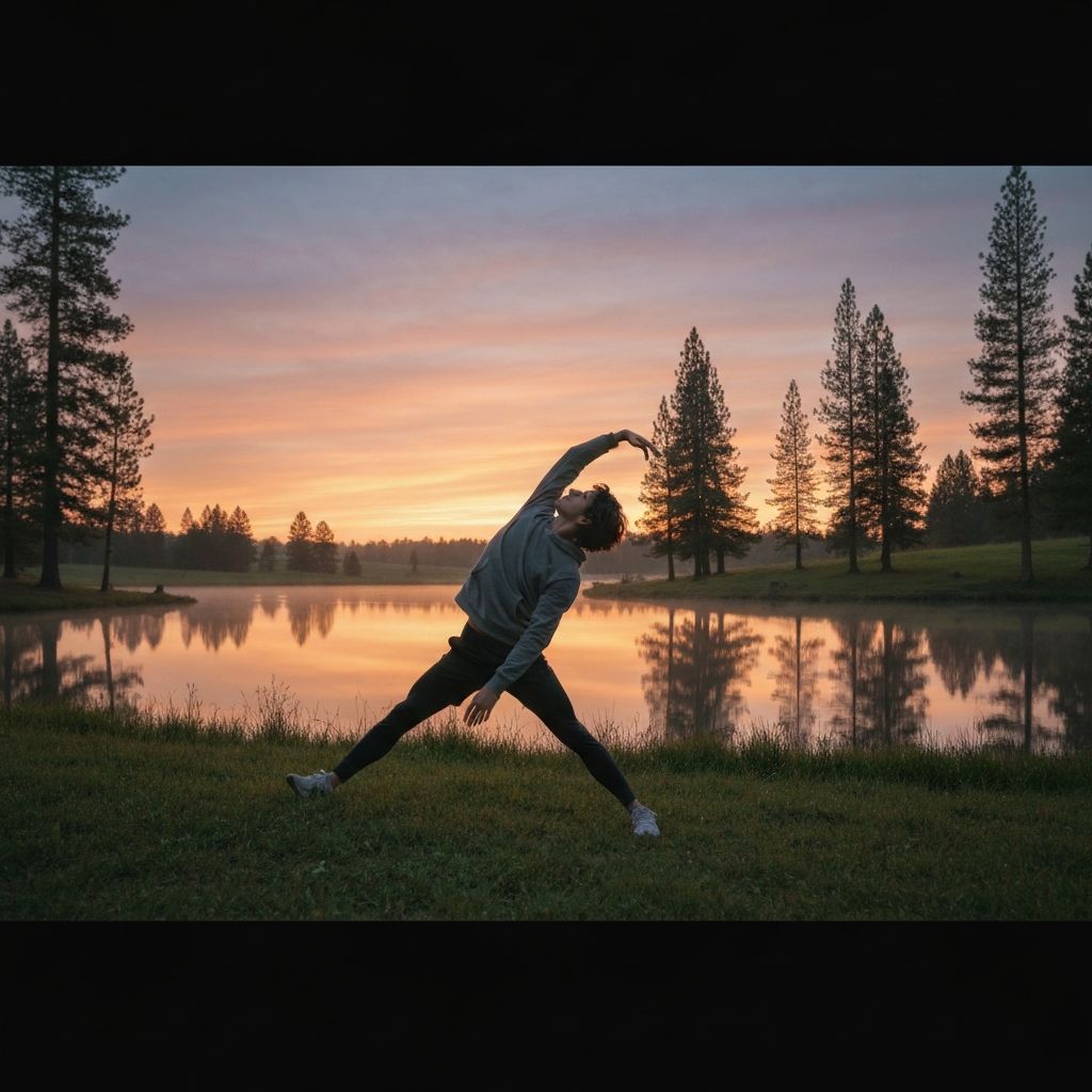 Person stretching in nature